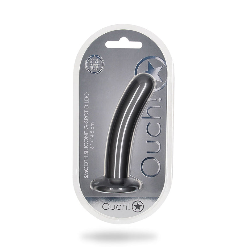 Shots Ouch! Smooth Silicone 6 in. G-Spot Dildo Gunmetal