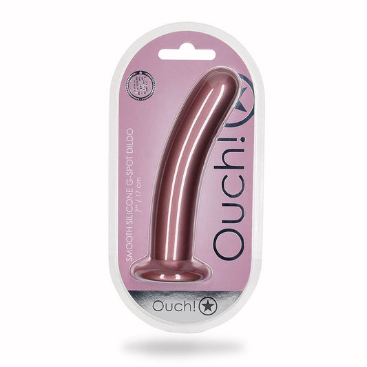 Shots Ouch! Smooth Silicone 7 in. G-Spot Dildo Rose Gold