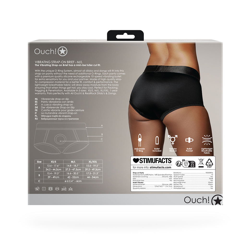 Ouch Vibr Strapon Brief M/L Blk