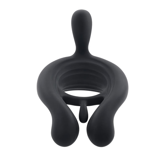 Anillo vibrador para el pene con estimulador Playboy Triple Play, color negro