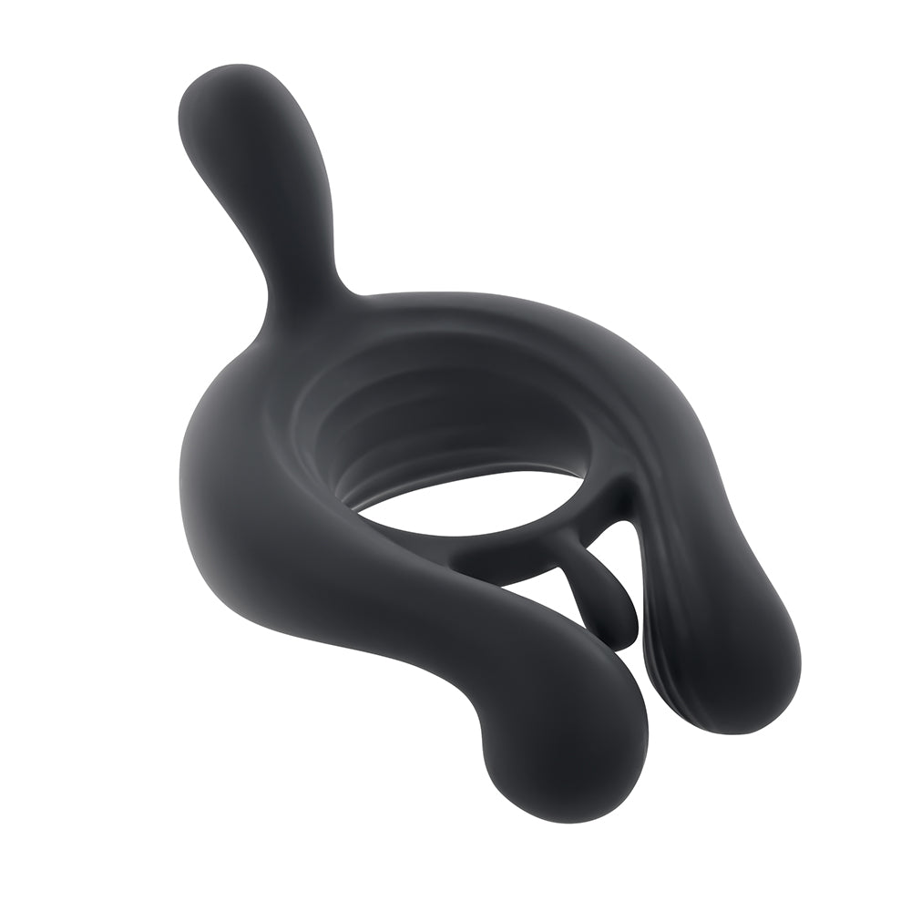 Anillo vibrador para el pene con estimulador Playboy Triple Play, color negro