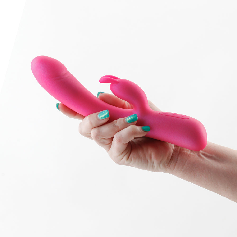 Vibrador de conejo calentador Royals Divine rosa metálico