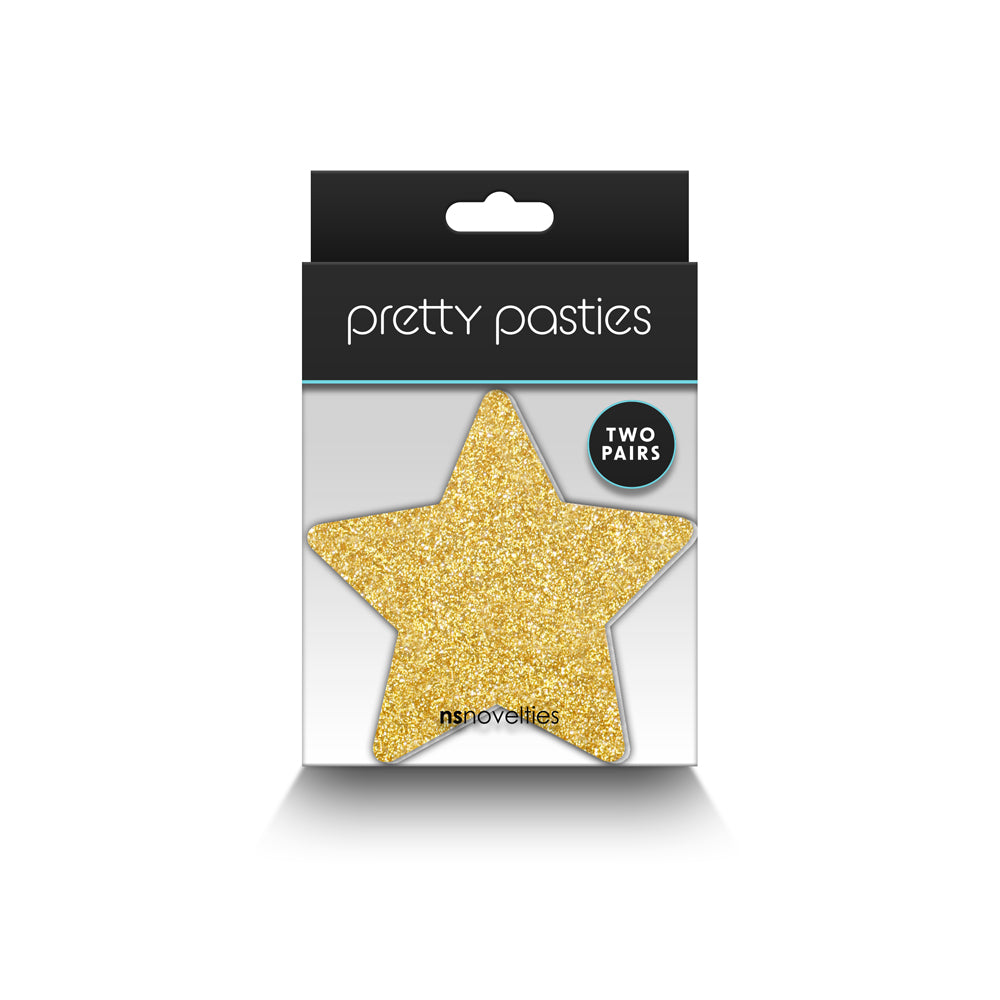 Pretty Pasties Glitter Stars Bk/Gold 2pr