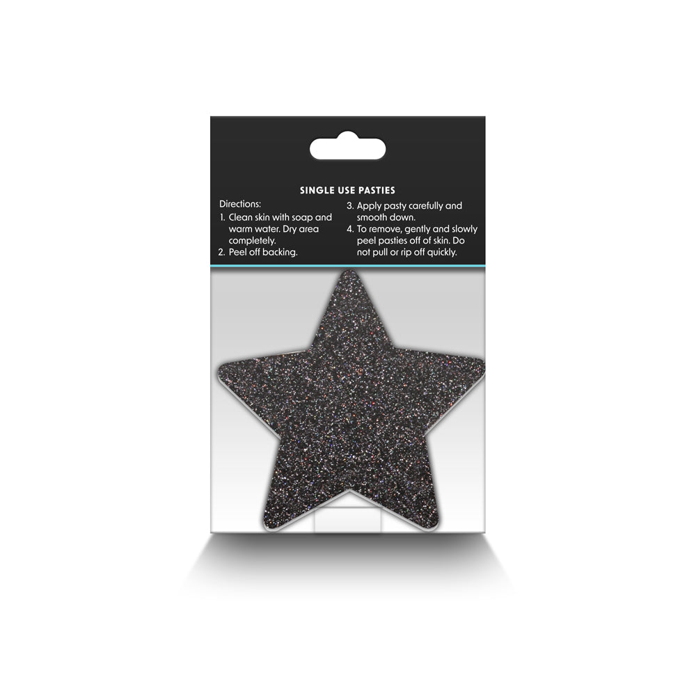 Pretty Pasties Glitter Stars Bk/Gold 2pr