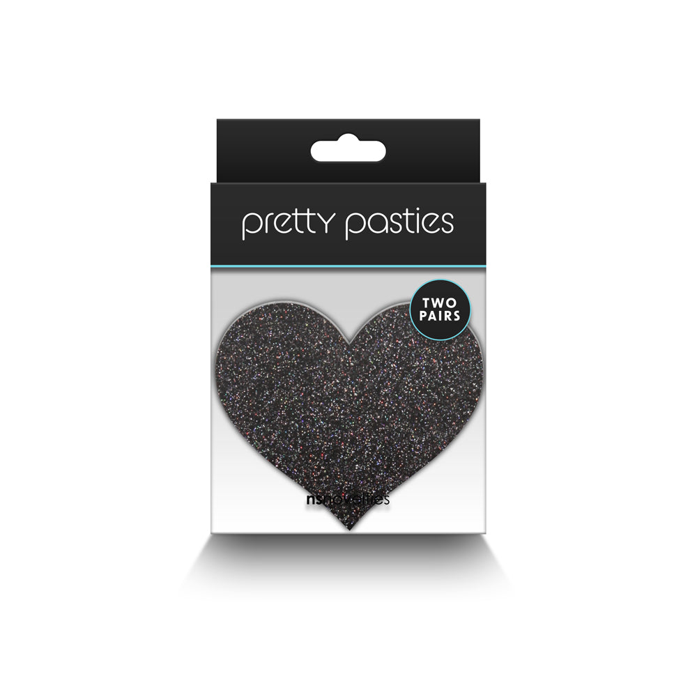 Pretty Pasties Glitter Hearts Bk/Gold 2p