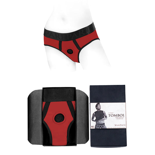 SpareParts Tomboi Nylon Briefs Harness Red/Black Size XS