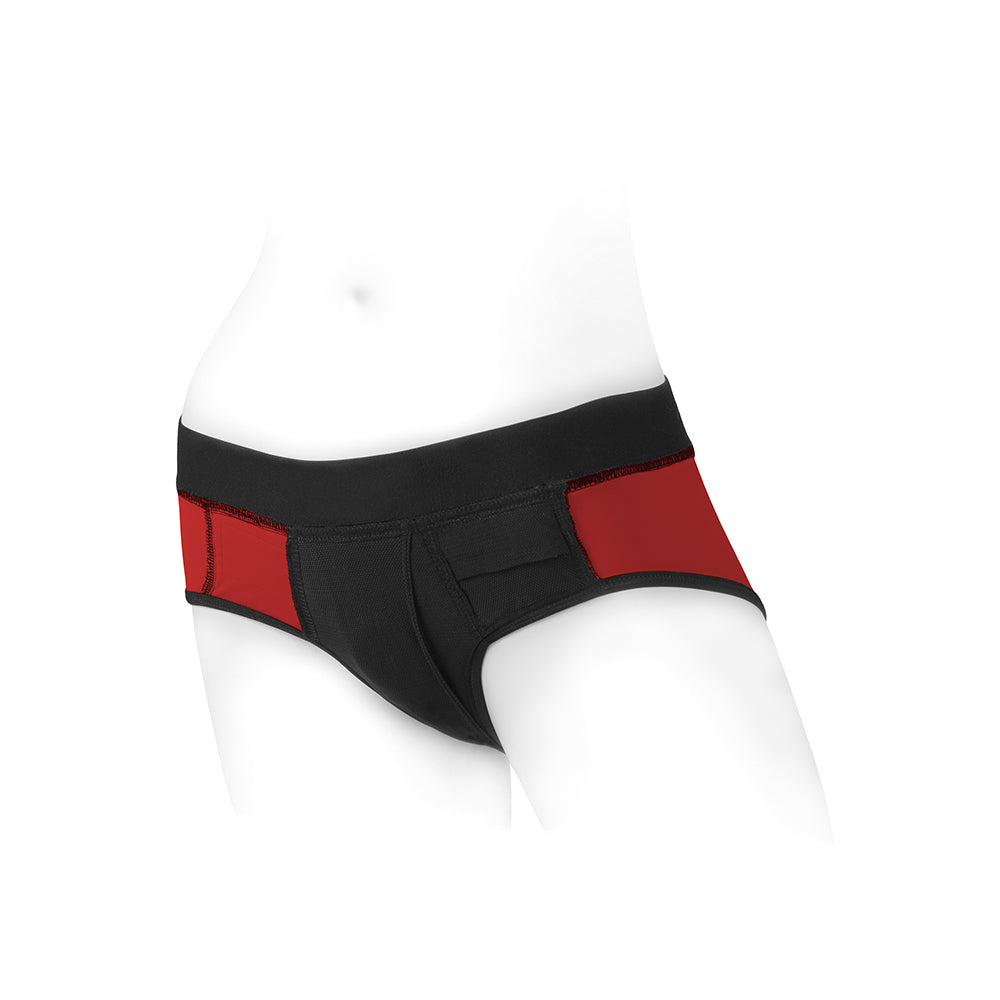 SpareParts Tomboi Nylon Briefs Red/Blk S