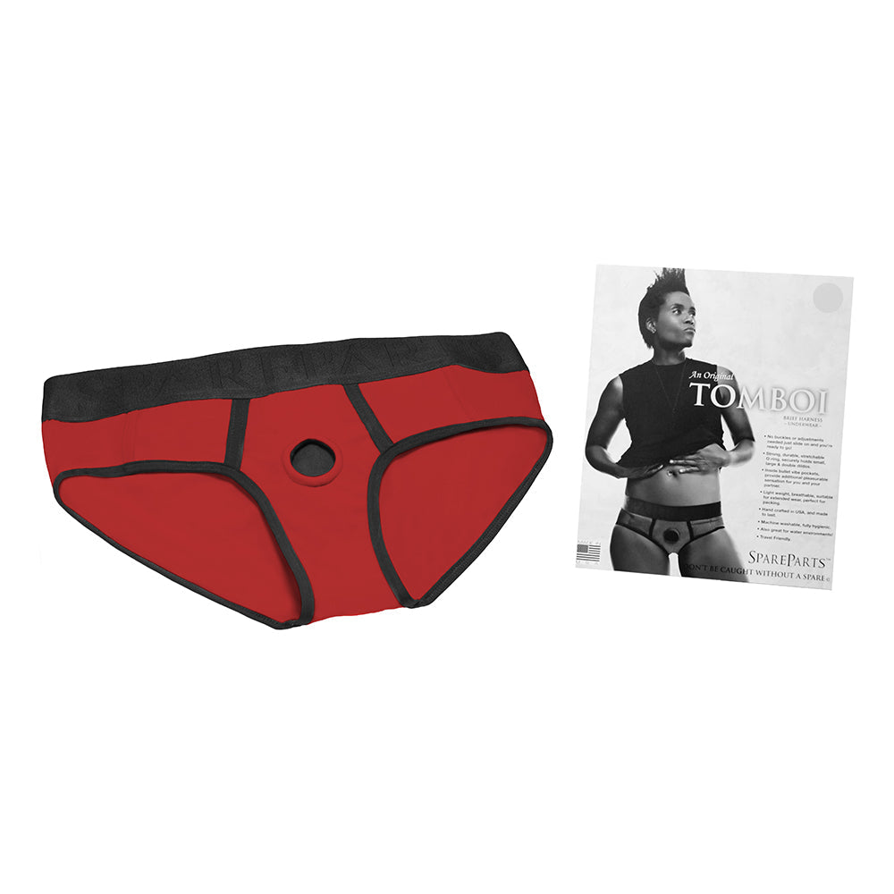 SpareParts Tomboi Nylon Briefs Red/Blk S