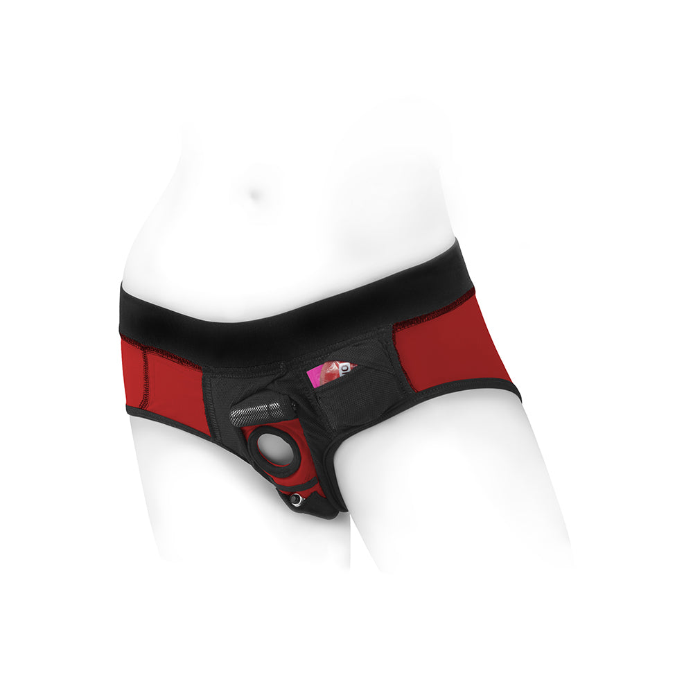 SpareParts Tomboi Nylon Briefs Harness Red/Black Size L