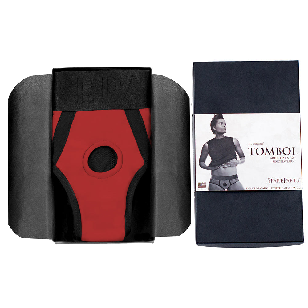 SpareParts Tomboi Nylon Brief RedBlk 3XL