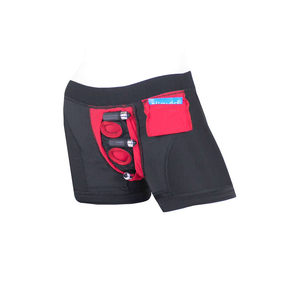 SpareParts Tomboii Nylon Boxer Briefs Harness Black/Red Size XXS
