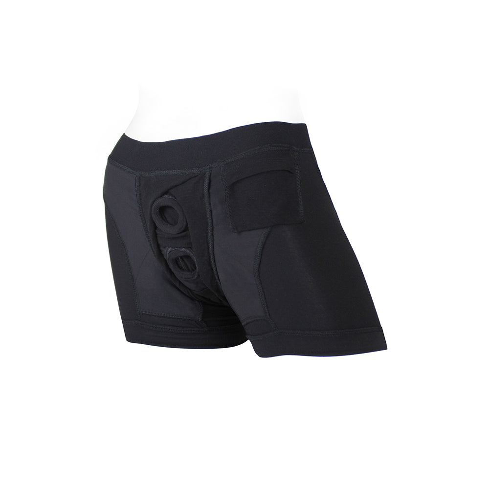 SpareParts Tomboii Rayon Boxer Briefs Harness Black Size S