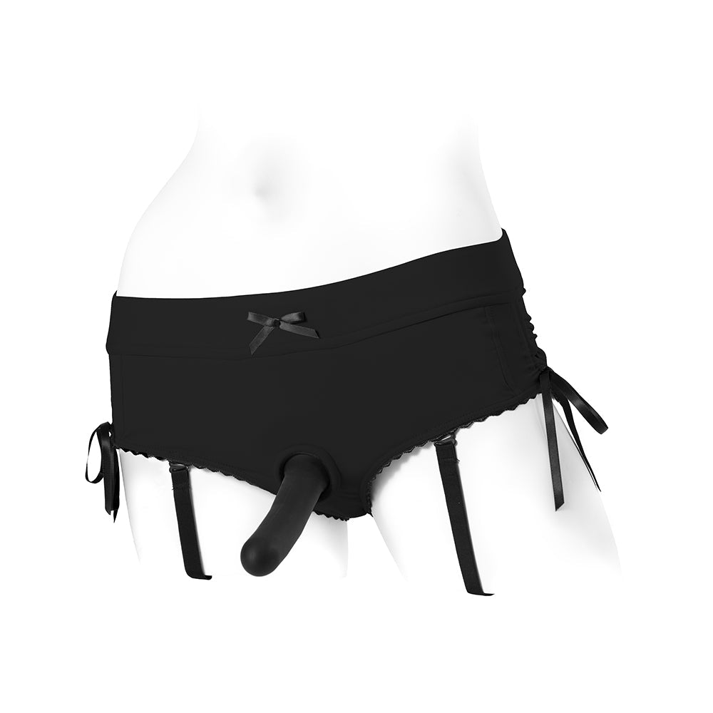 SpareParts Sasha Cinch Booty Short Harness Black Size XL