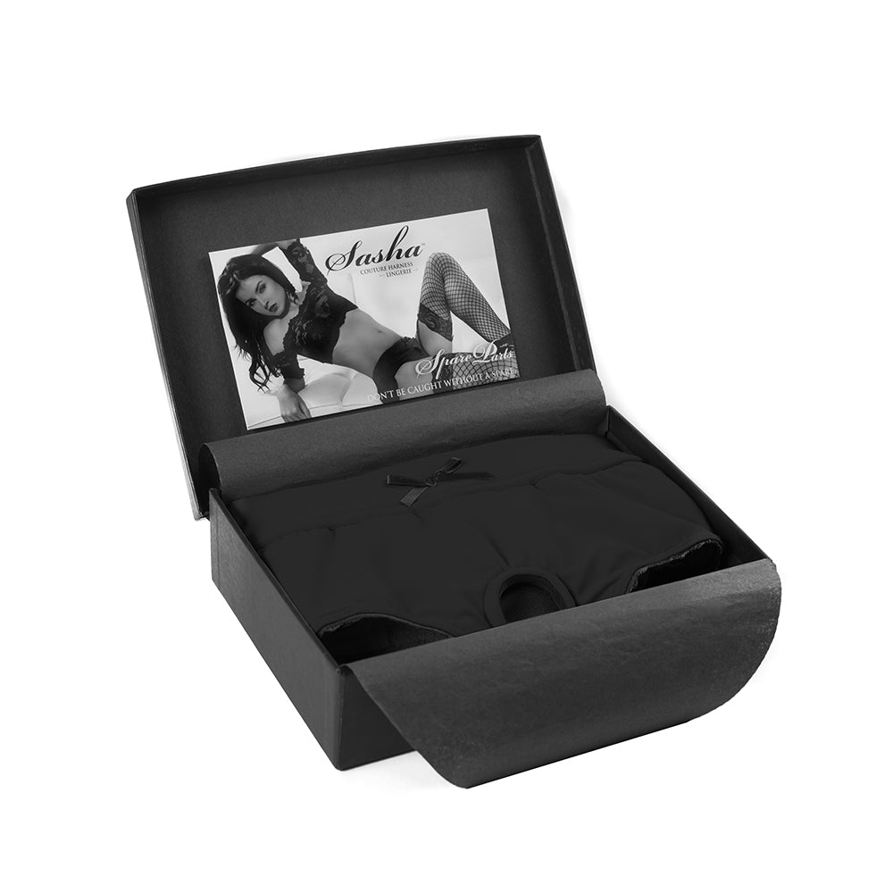 SpareParts Sasha Cinch Booty Short Harness Black Size XL