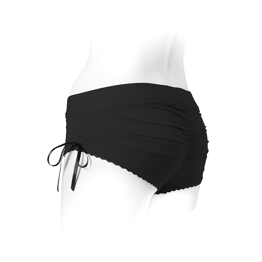SpareParts Sasha Cinch Booty Short Harness Black Size 3XL