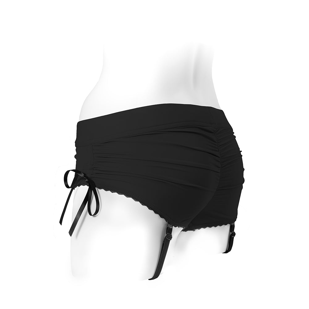 SpareParts Sasha Cinch Booty Short Harness Black Size 3XL