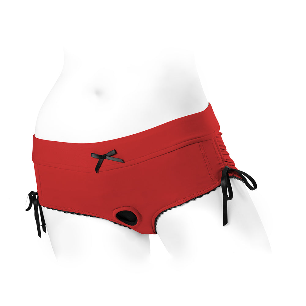 SpareParts Sasha Cinch Booty Arnés corto rojo/negro talla M