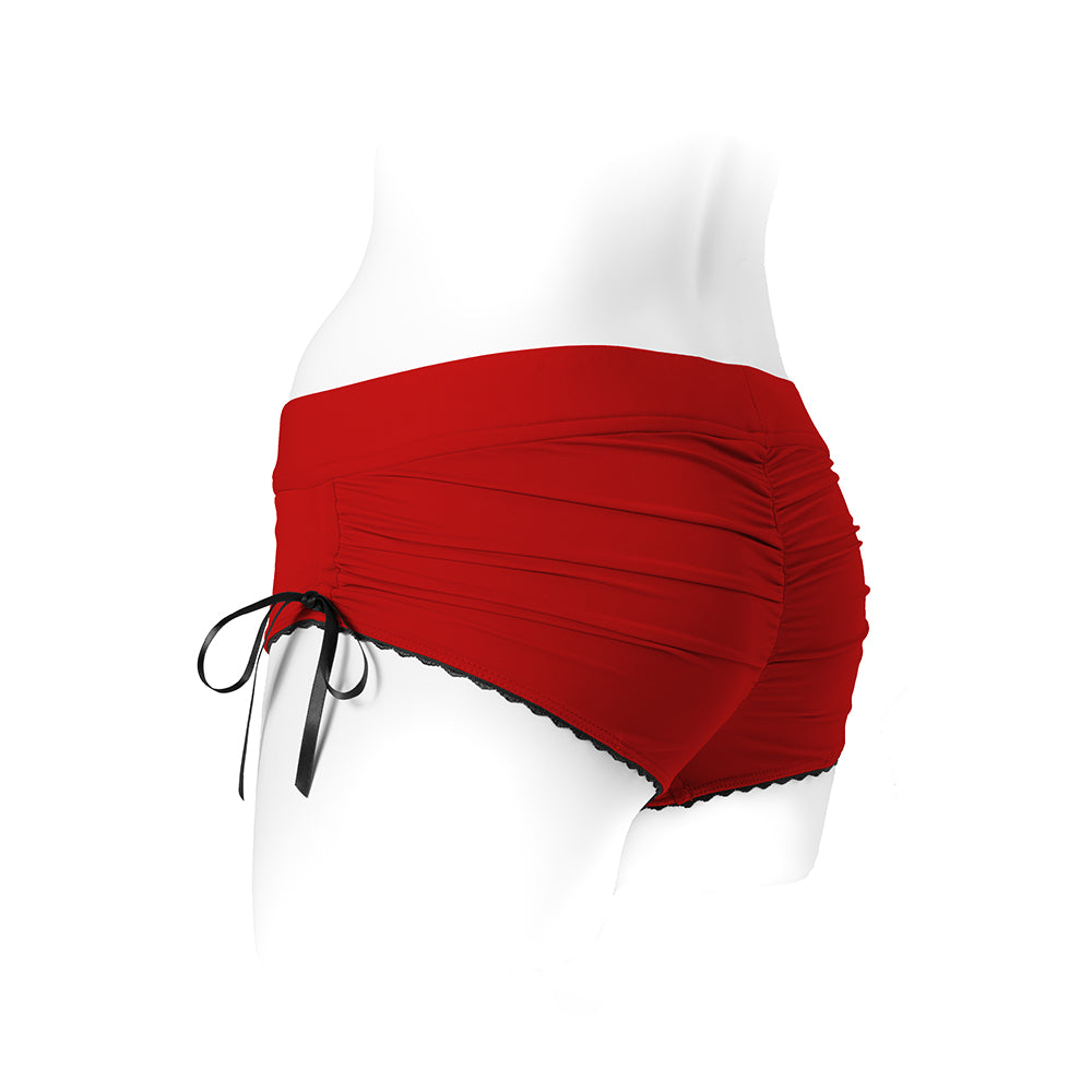 SpareParts Sasha Cinch Booty Arnés corto rojo/negro talla M