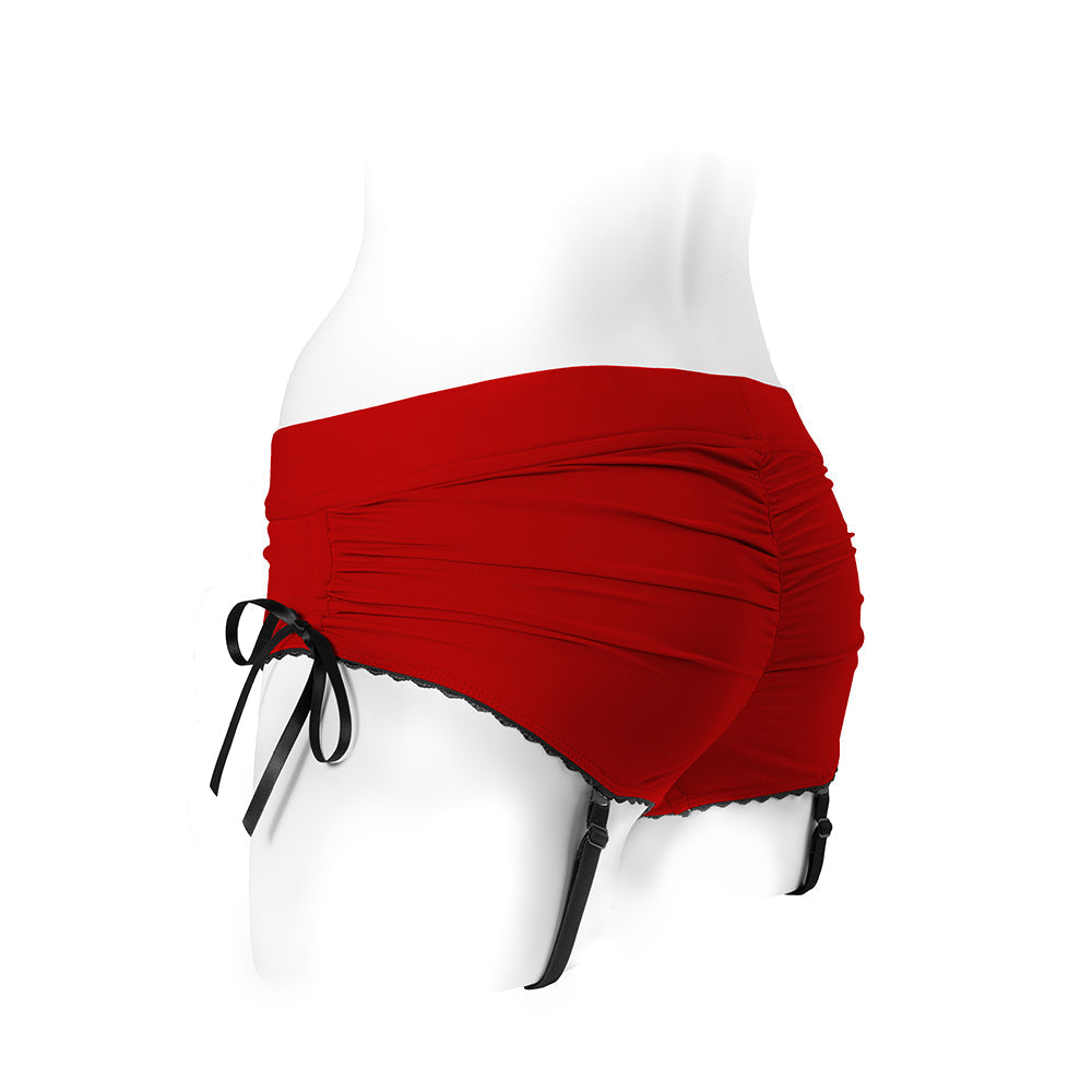 SpareParts Sasha Cinch Booty Arnés corto rojo/negro talla M