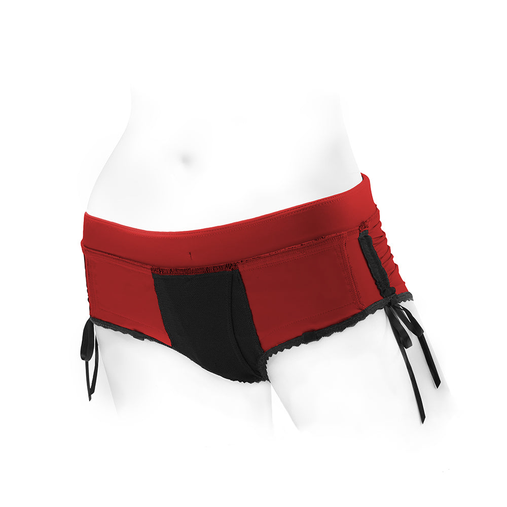 SpareParts Sasha Cinch Booty Arnés corto rojo/negro talla M