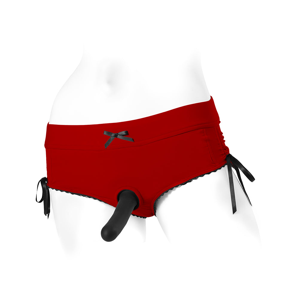 SpareParts Sasha Cinch Booty Arnés corto rojo/negro talla M