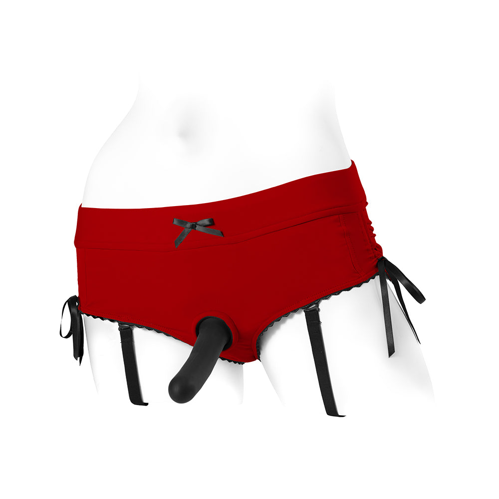 SpareParts Sasha Cinch Booty Arnés corto rojo/negro talla M