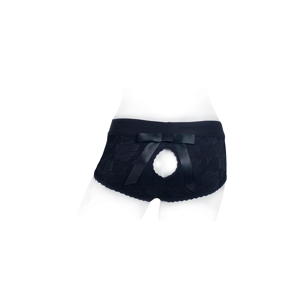 SpareParts Bella Cleavage Booty Short Harness Black Size 3XL