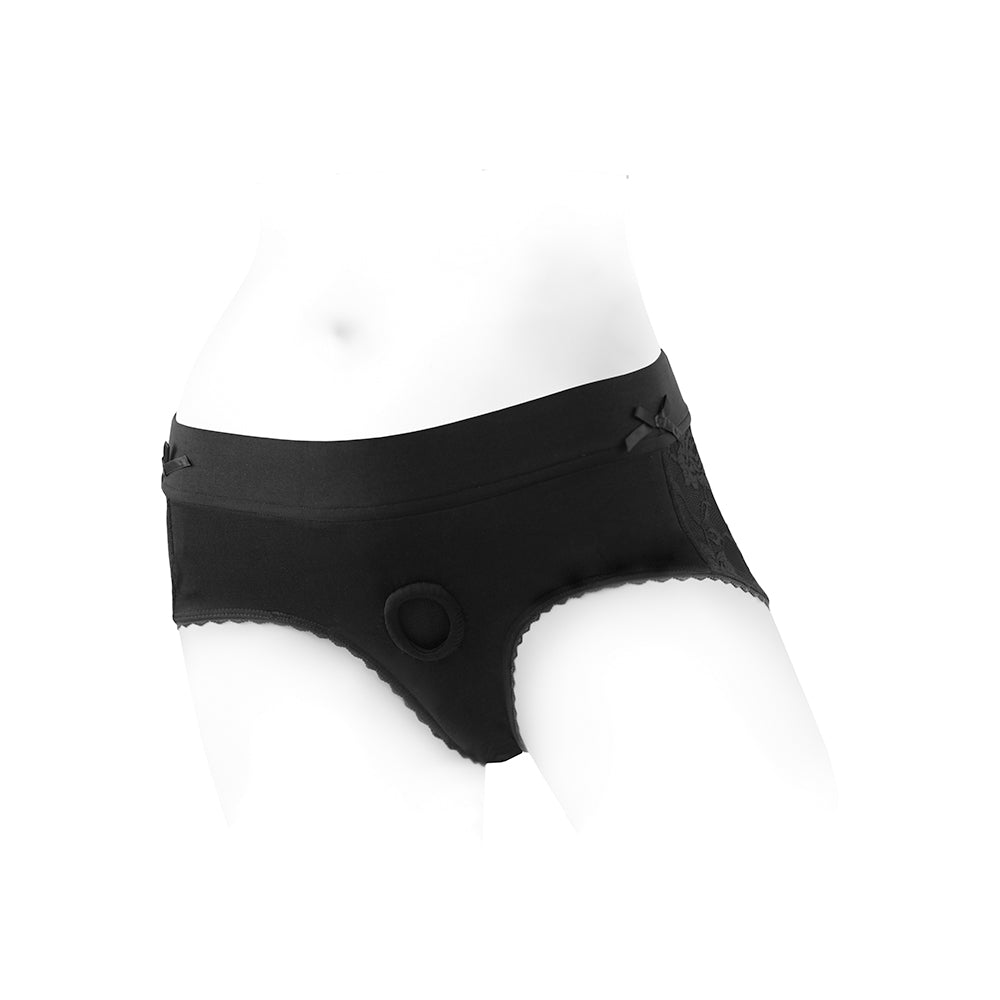 SpareParts Bella Cleavage Booty Short Harness Black Size 5XL