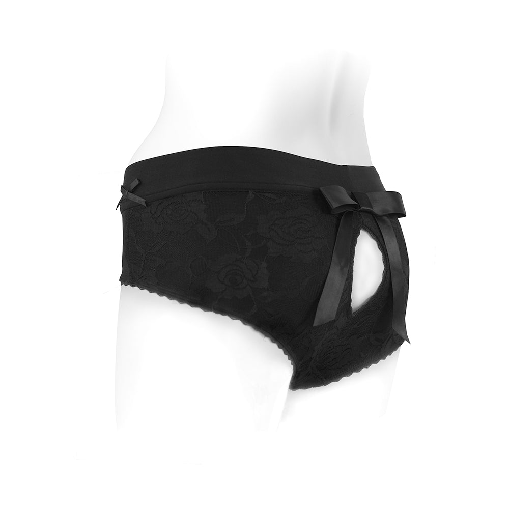 SpareParts Bella Cleavage Booty Short Harness Black Size 5XL