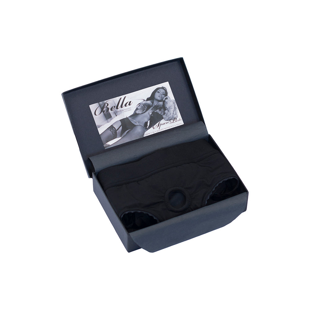 SpareParts Bella Cleavage Booty Short Harness Black Size 5XL