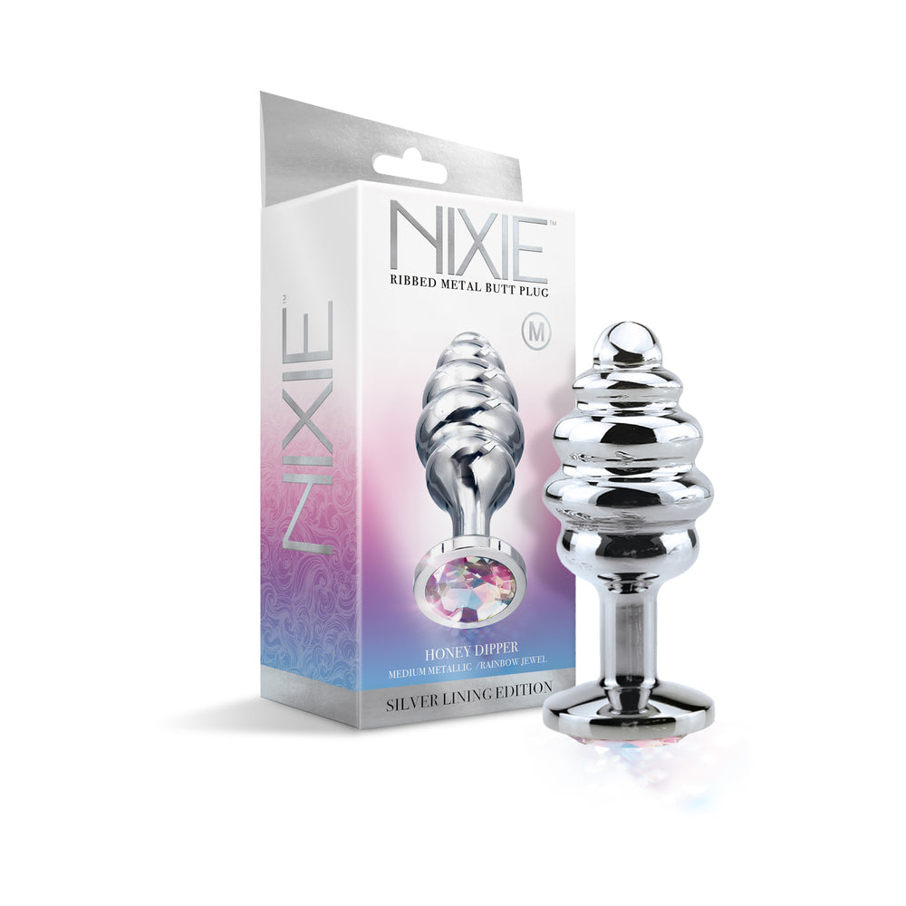 Nixie Ribbed Metal Butt Plug Honey Dipper Medium