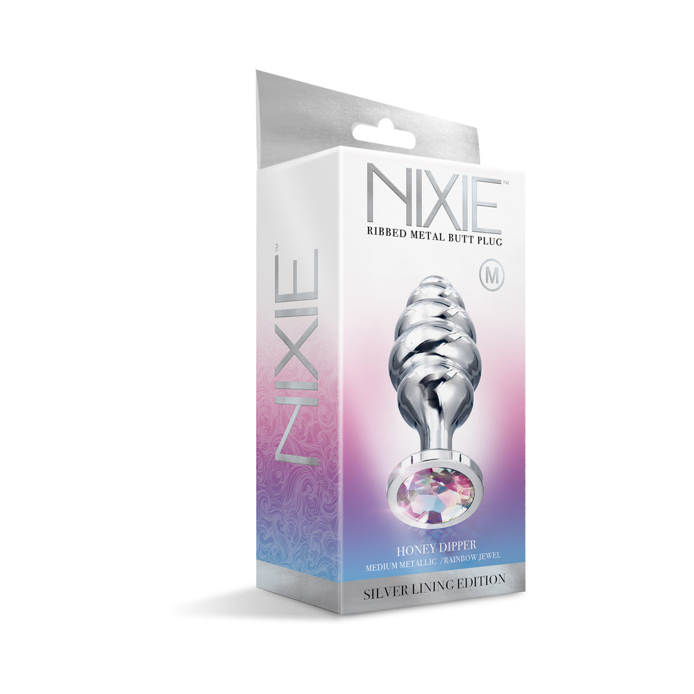 Nixie Ribbed Metal Butt Plug Honey Dip M