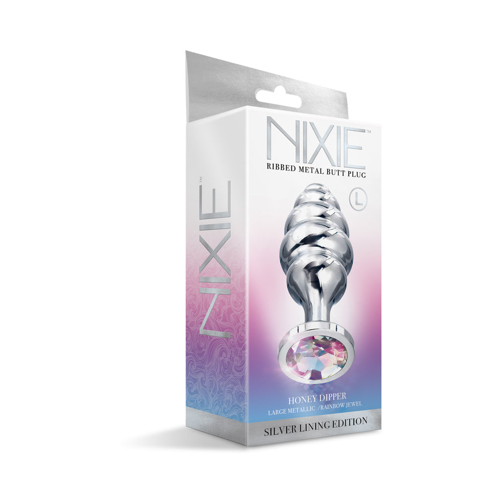 Nixie Ribbed Metal Butt Plug Honey Dip L