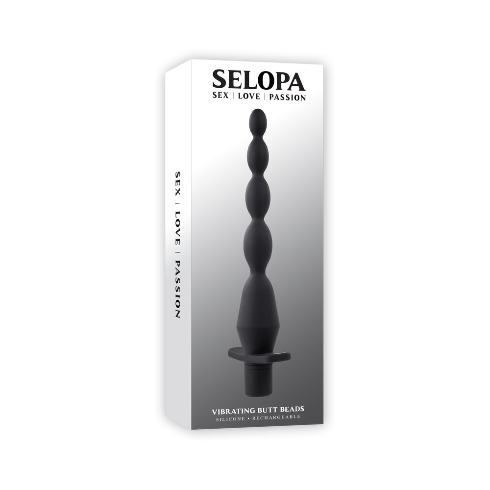 Selopa Vibrating Butt Beads Rechargeable Anal Silicone Black