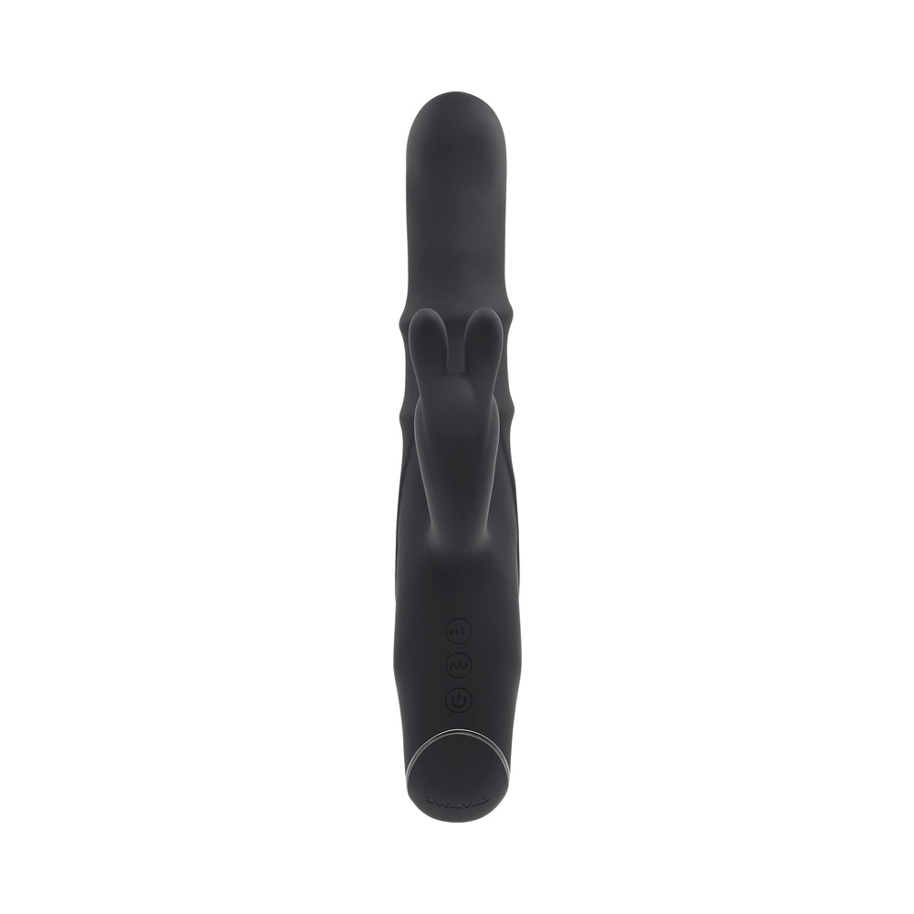 Vibrador de silicona recargable de doble estimulación Ringmaster de Evolved, color negro