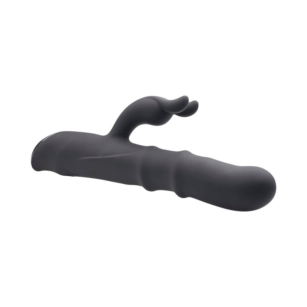 Vibrador de silicona recargable de doble estimulación Ringmaster de Evolved, color negro