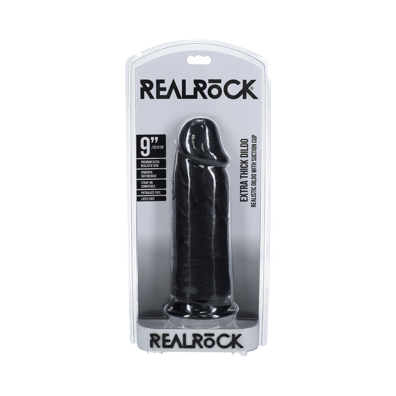 RealRock Extra Thick 9 in. Dildo Black