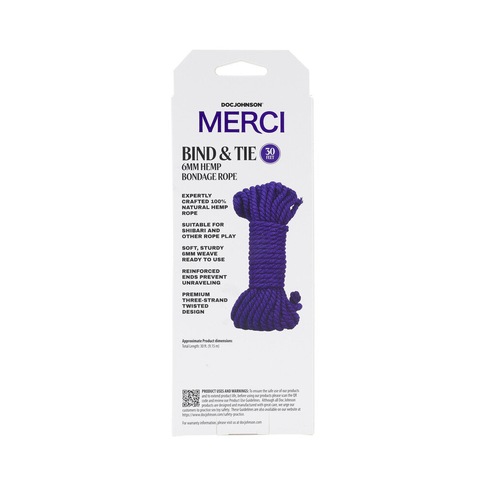 Merci Bind & Tie 6mm Hemp Rope 30ft Viol