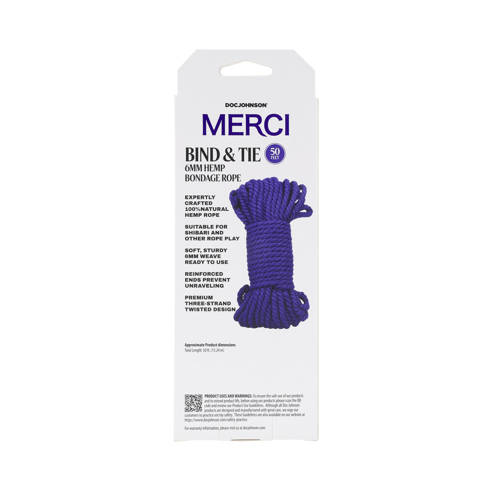 Merci Bind & Tie 6mm Hemp Rope 50ft Viol