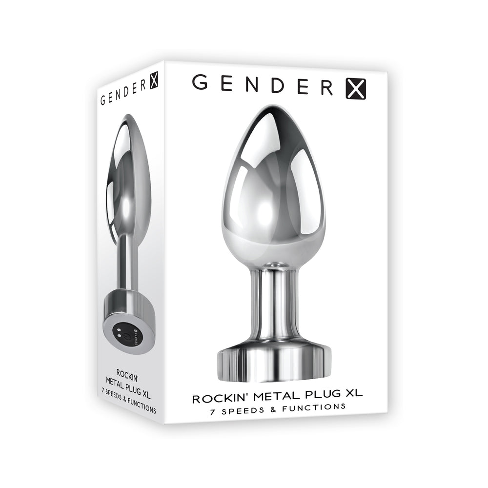 Gender X Rockin' Metal Plug XL Rechargeable Vibrating Anal Plug Aluminum Silver