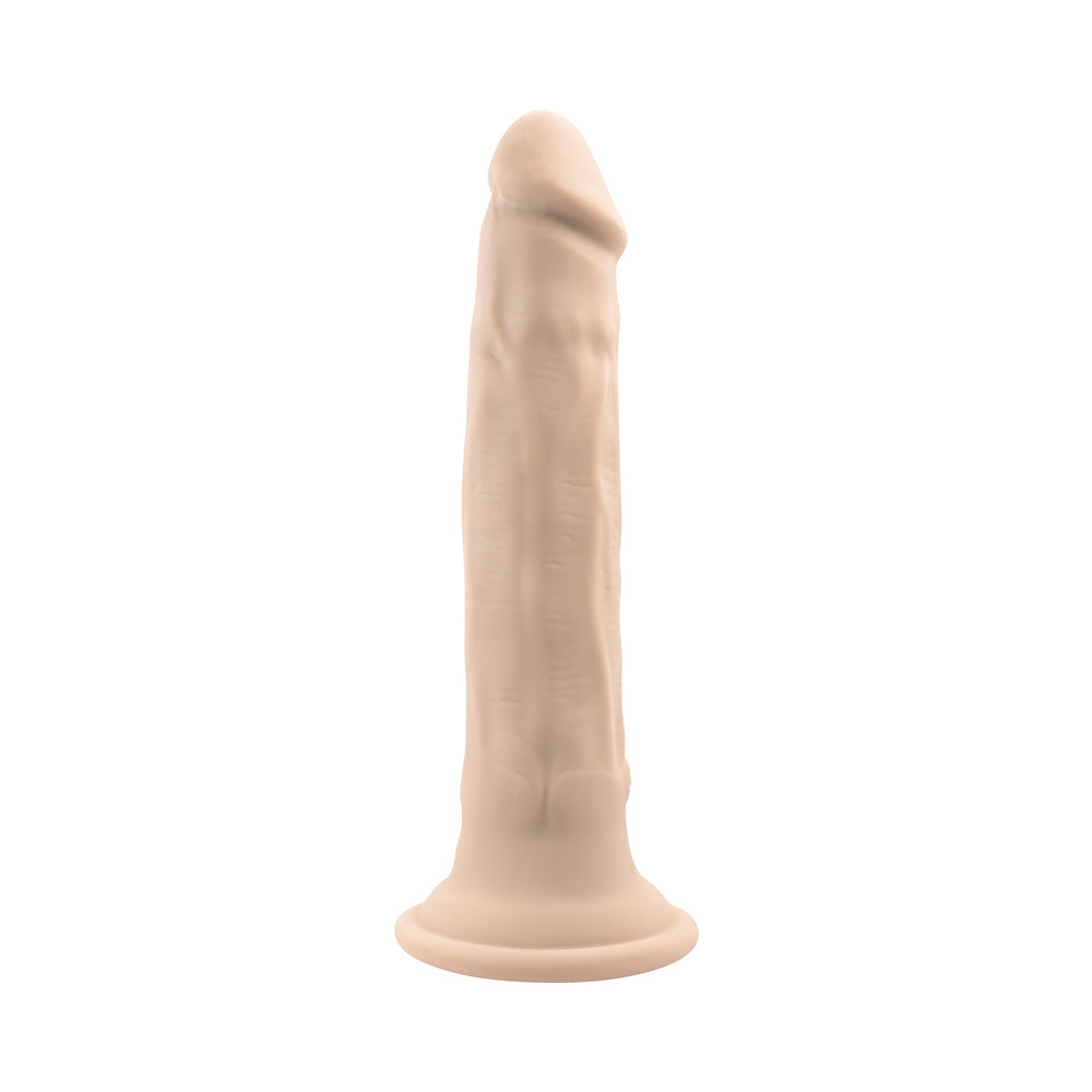 Consolador vibrador de silicona recargable con luz remota y diseño evolucionado en Thrust We Trust