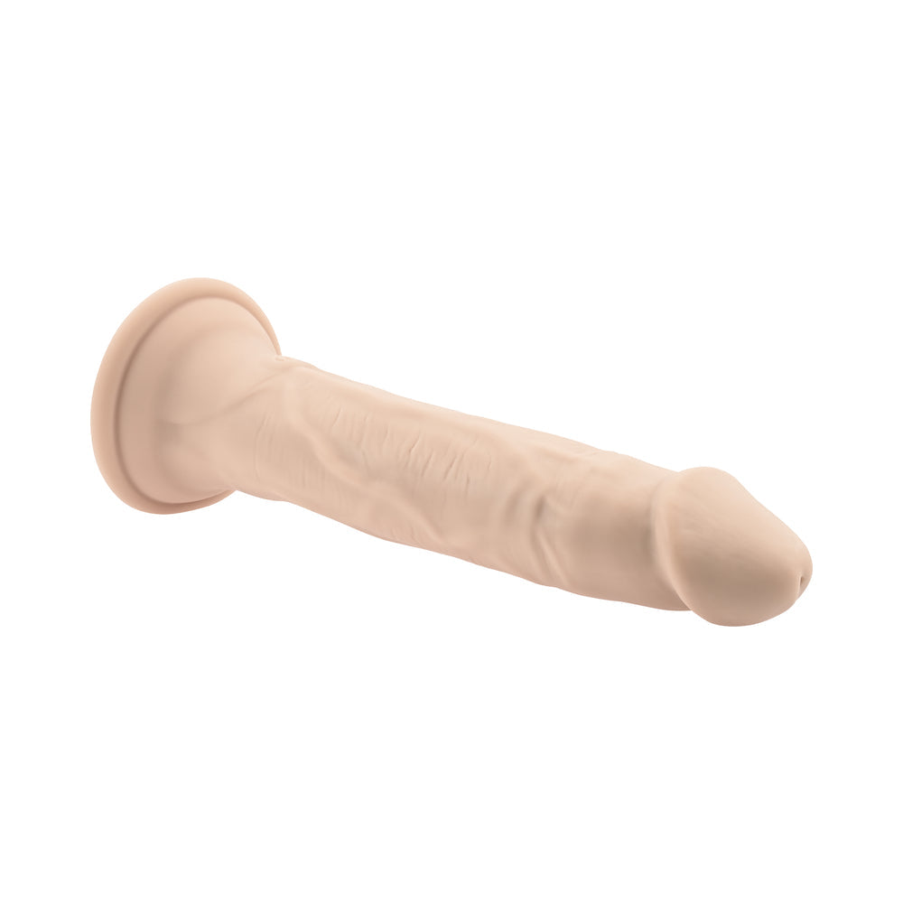 Consolador vibrador de silicona recargable con luz remota y diseño evolucionado en Thrust We Trust