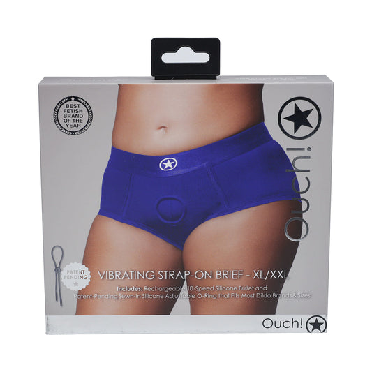 Ouch! Vibrating Strap-on Brief Royal Blue XL/XXL