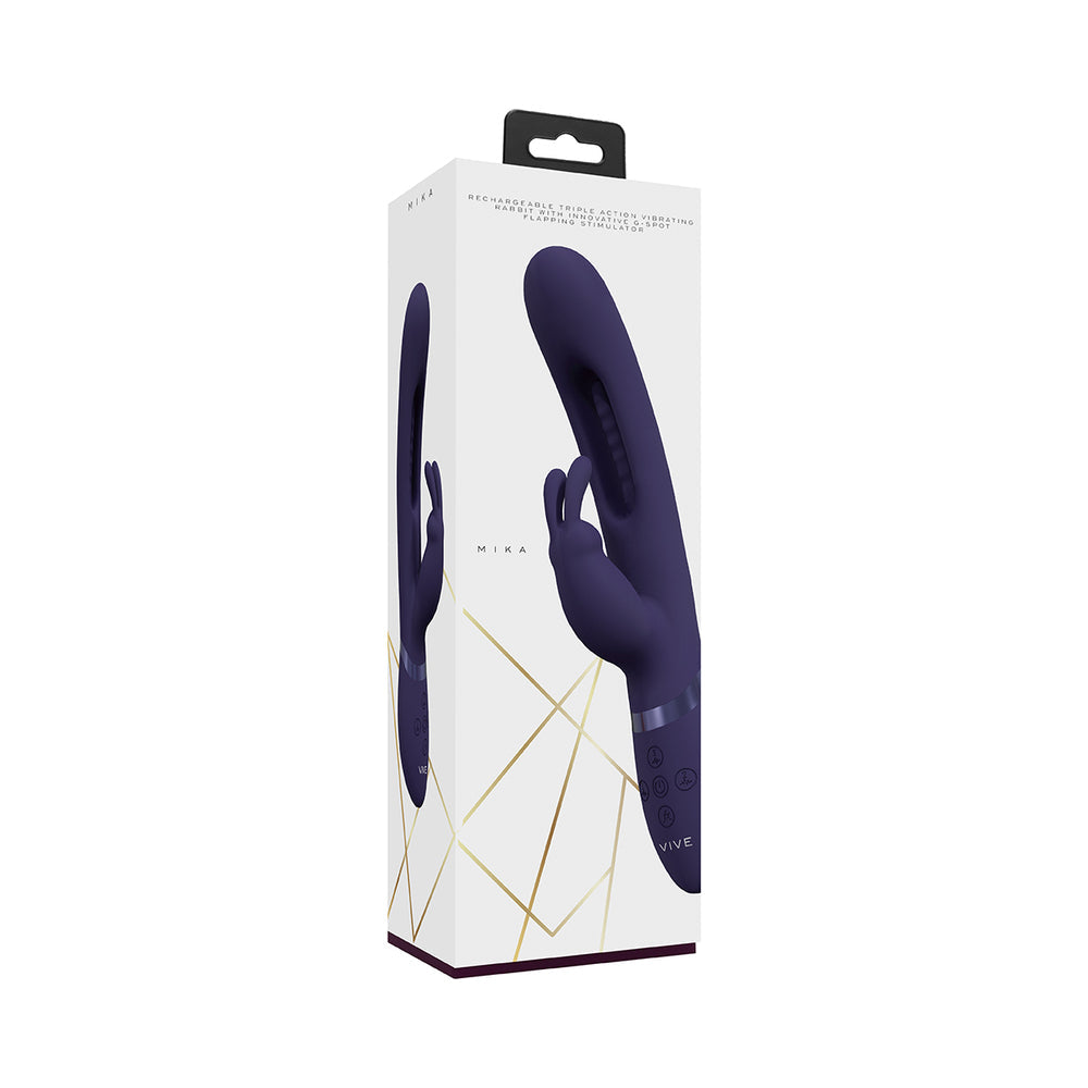 VIVE MIKA Rechargeable Triple Motor Vibrating Rabbit with G-Spot Flapping Stimulator Purple