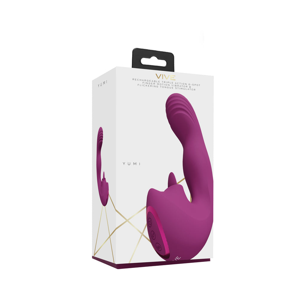 VIVE YUMI Rechargeable G-Spot Finger Motion Vibrator & Flickering Tongue Stimulator Pink