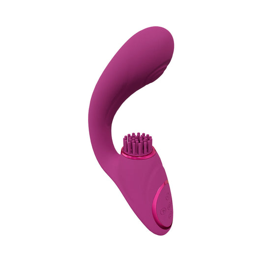 Vibrador de punto G con triple motor recargable VIVE Gen con ondas de pulso y cerdas vibratorias color rosa