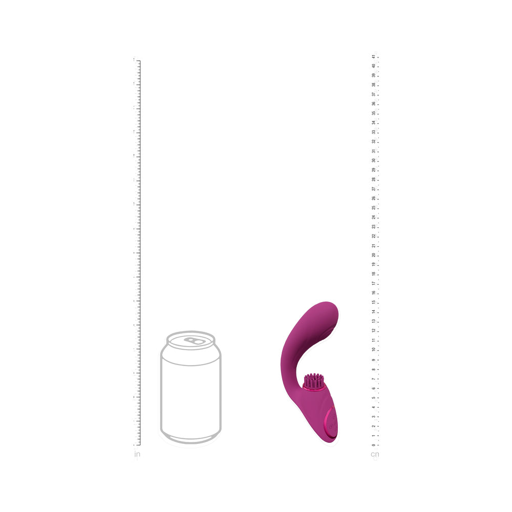 Vibrador de punto G con triple motor recargable VIVE Gen con ondas de pulso y cerdas vibratorias color rosa