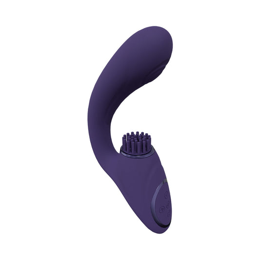 Vibrador de punto G con triple motor recargable VIVE Gen con ondas de pulso y cerdas vibratorias en color morado