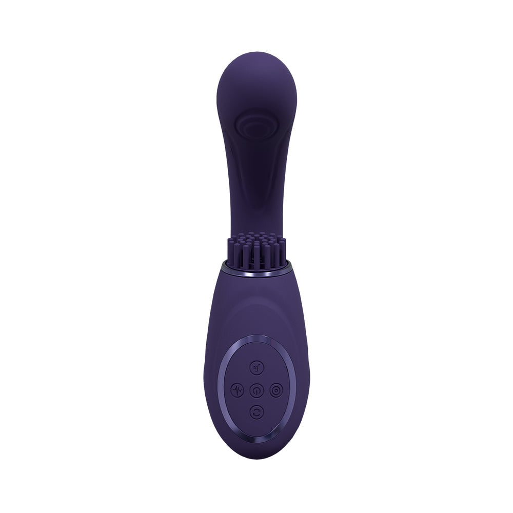 Vibrador de punto G con triple motor recargable VIVE Gen con ondas de pulso y cerdas vibratorias en color morado