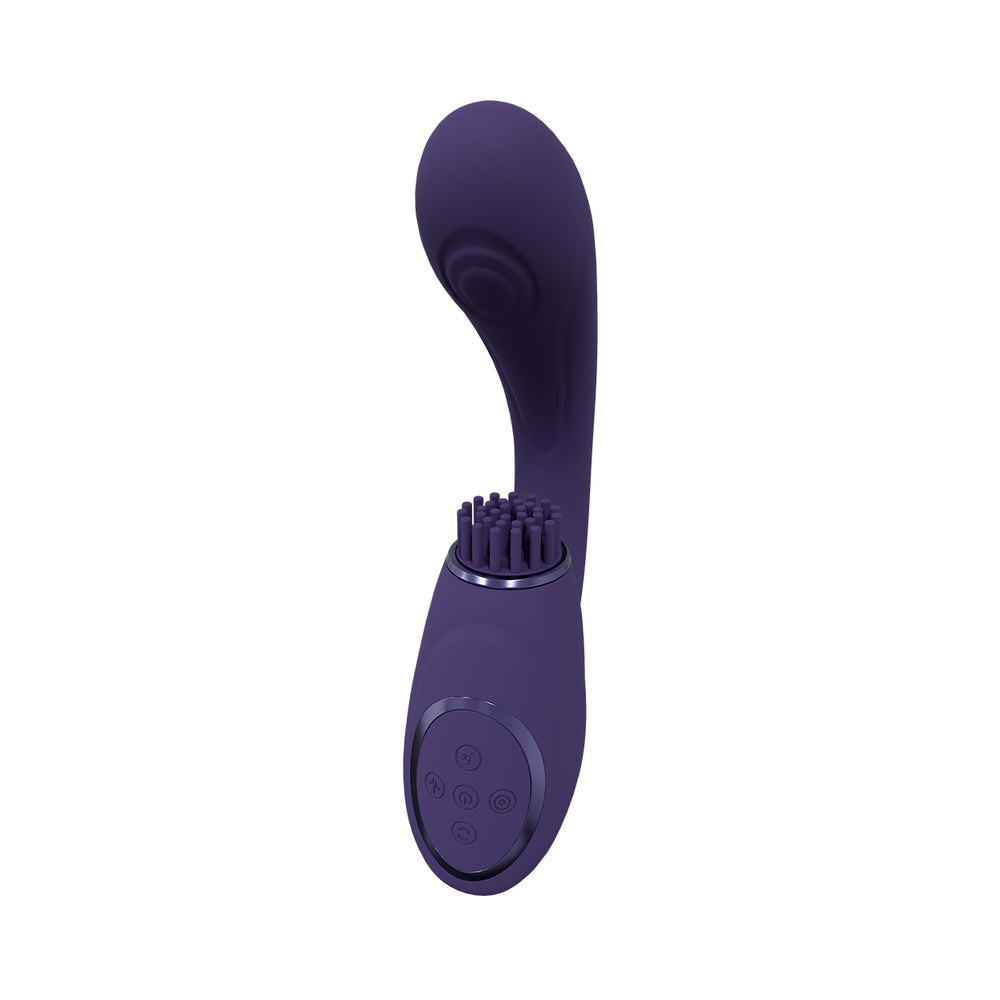 Vibrador de punto G con triple motor recargable VIVE Gen con ondas de pulso y cerdas vibratorias en color morado